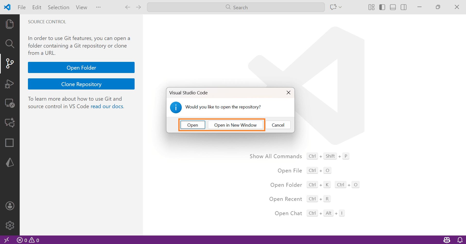 Project successfully opened in VS Code or Cursor